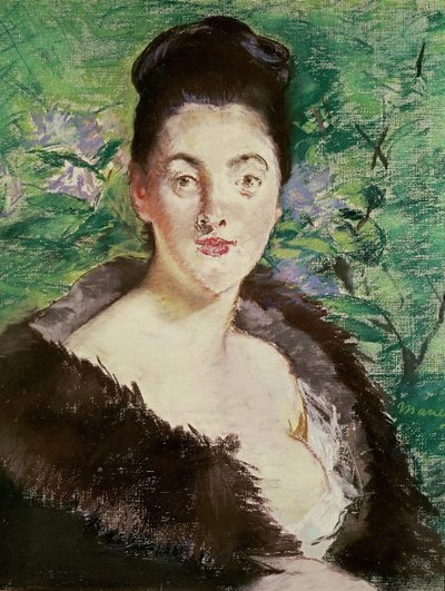 毛皮のコートを着た女性（パステル） 作： Édouard Manet